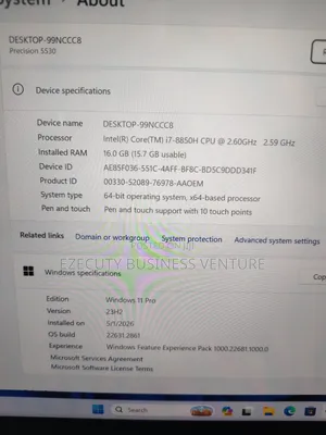 Laptop Dell Precision 5530 16GB Intel Core i7 SSD 512GB