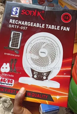 Sonik 7 Inch Rechargeable Fan With 2 Bulb