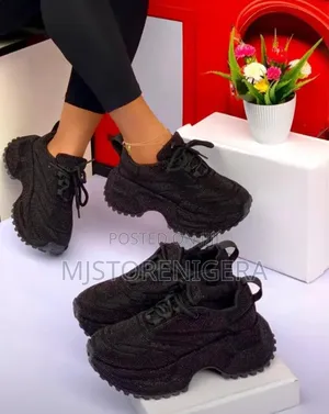 Women's Black Chunky Platform Sneakers