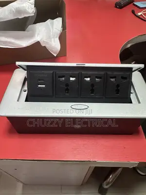 Silver Pop-Up Recessed Desk Power Box