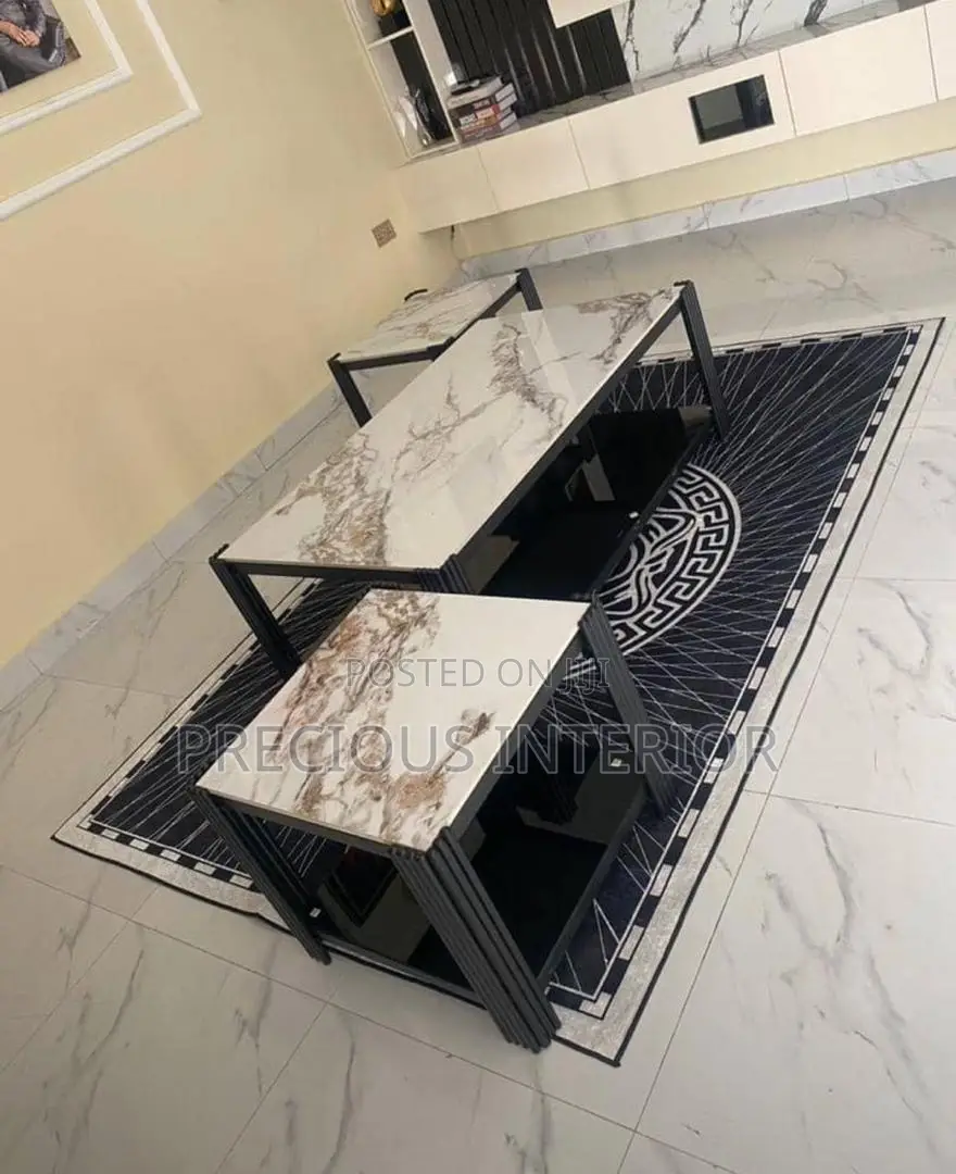 Marble Table With 2 Side Stools