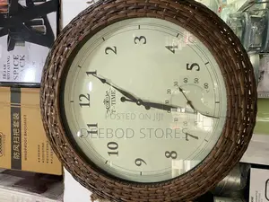 T-Time Brand Wicker-Style Wall Clock With a Built-in Thermometer