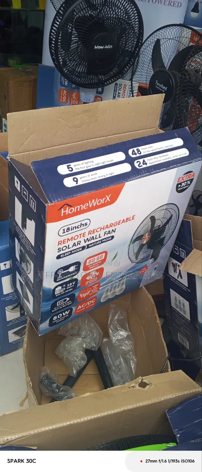 Remote Rechargeable Solar Wall Fan