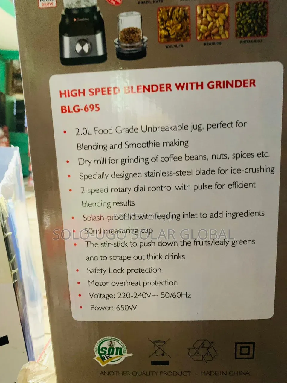 Binatone 650watts High Speed Blender With Grinder