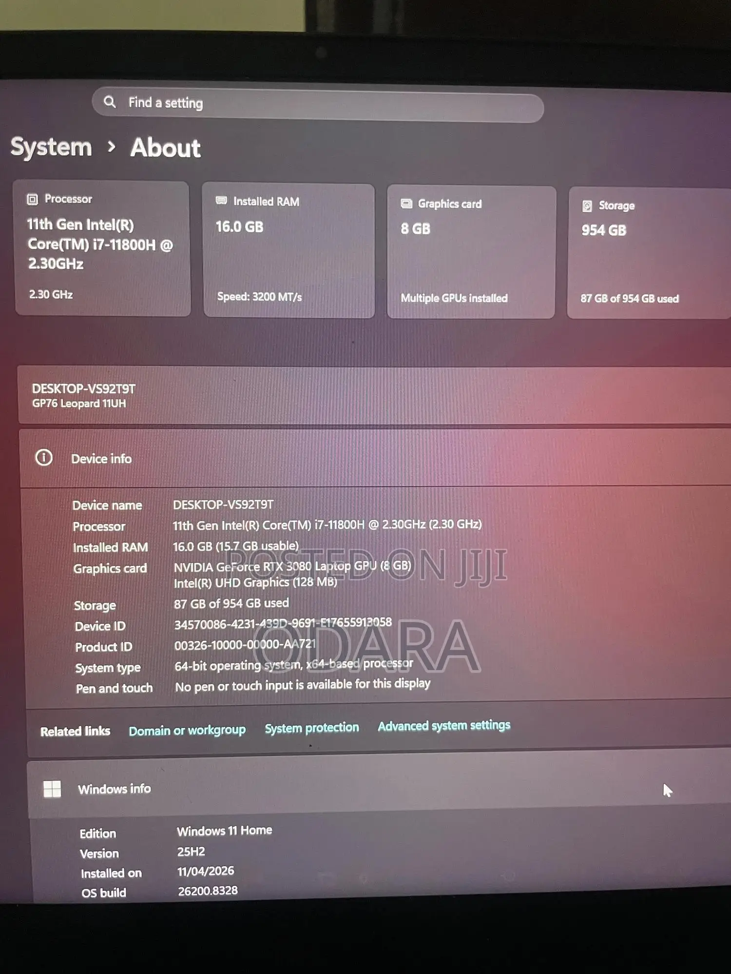 New Laptop MSI GP75 Leopard 16GB Intel Core i7 SSD 1T