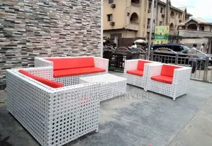 Canash White Boss Chair With Red Cushion for Vip Bar