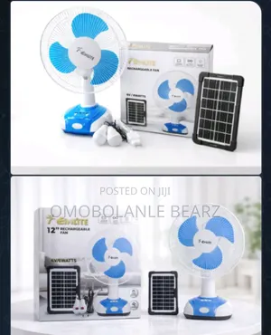 12 Inches Rechargeable Solar Fan With Bulb
