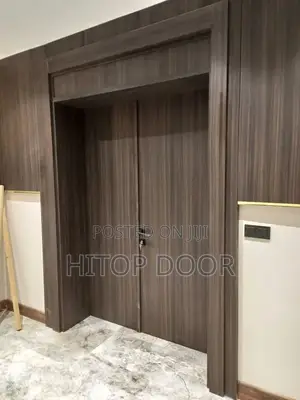 Coffee Brown HDF Double Door With Frame and Architrave