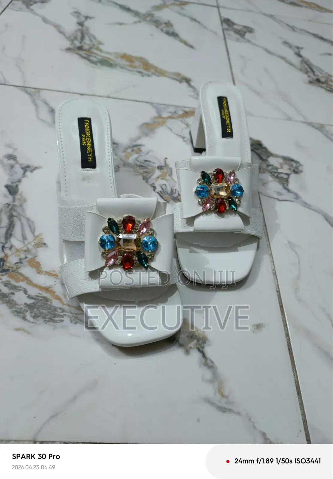 Classic White Low Heel Slippers