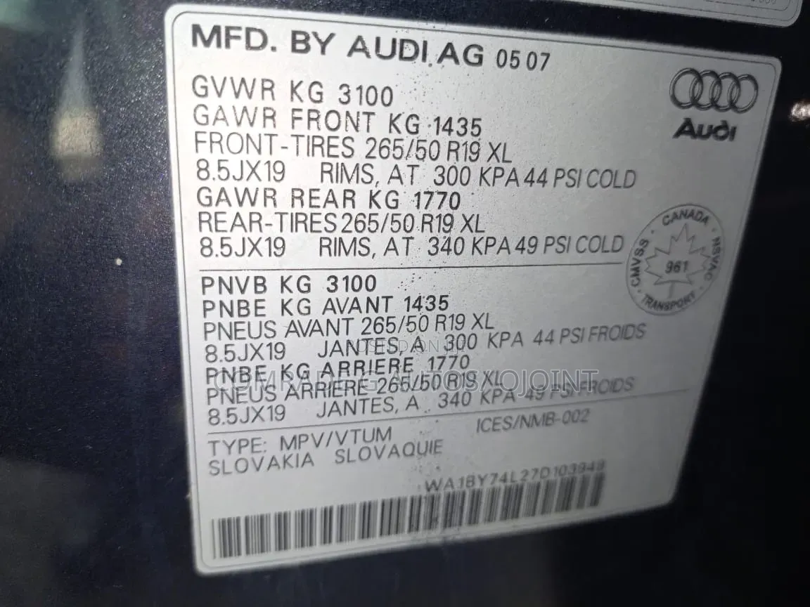 Audi Q7 3.6 2008 Blue