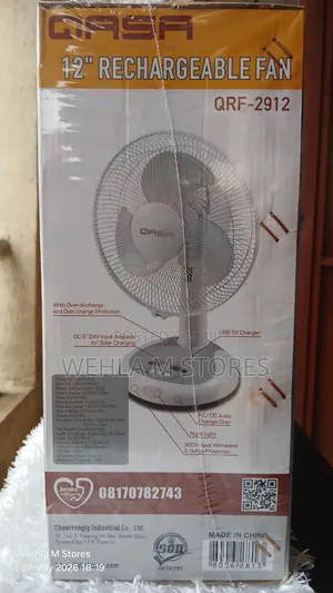 Qasa 12 Inches Rechargeable Fan - QRF-2912