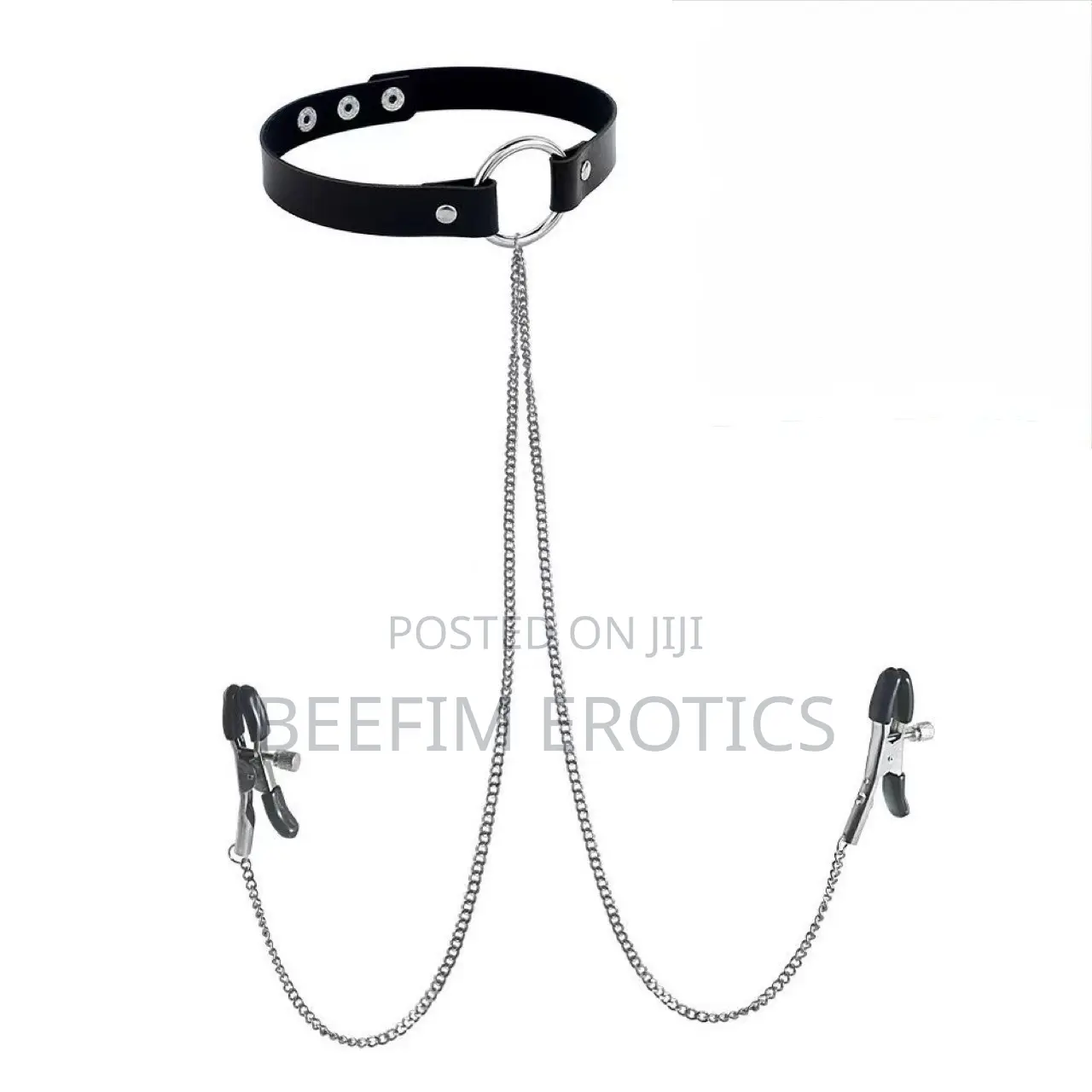 Choker Collar With Chain Nipple Clamps BDSM Accessory-Adjustable
