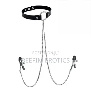 Choker Collar With Chain Nipple Clamps BDSM Accessory-Adjustable