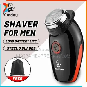 Rechargeable Shaver in Black With a Floating Head and Pop-Up Trimmer.