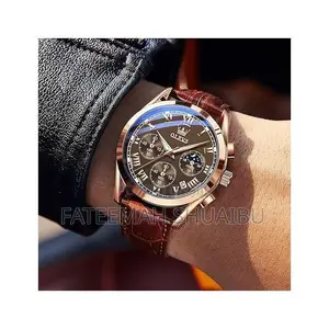 Oipetluck Luxury Watch for Men Chronograph Brown Leather