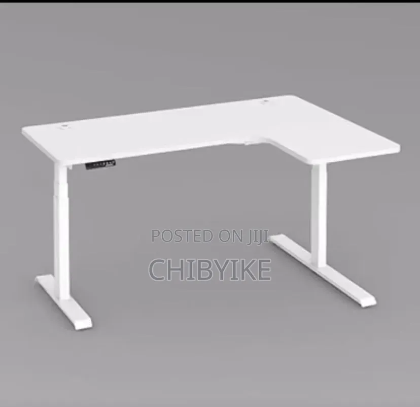 Adjustable Table 1.6m L Shape White