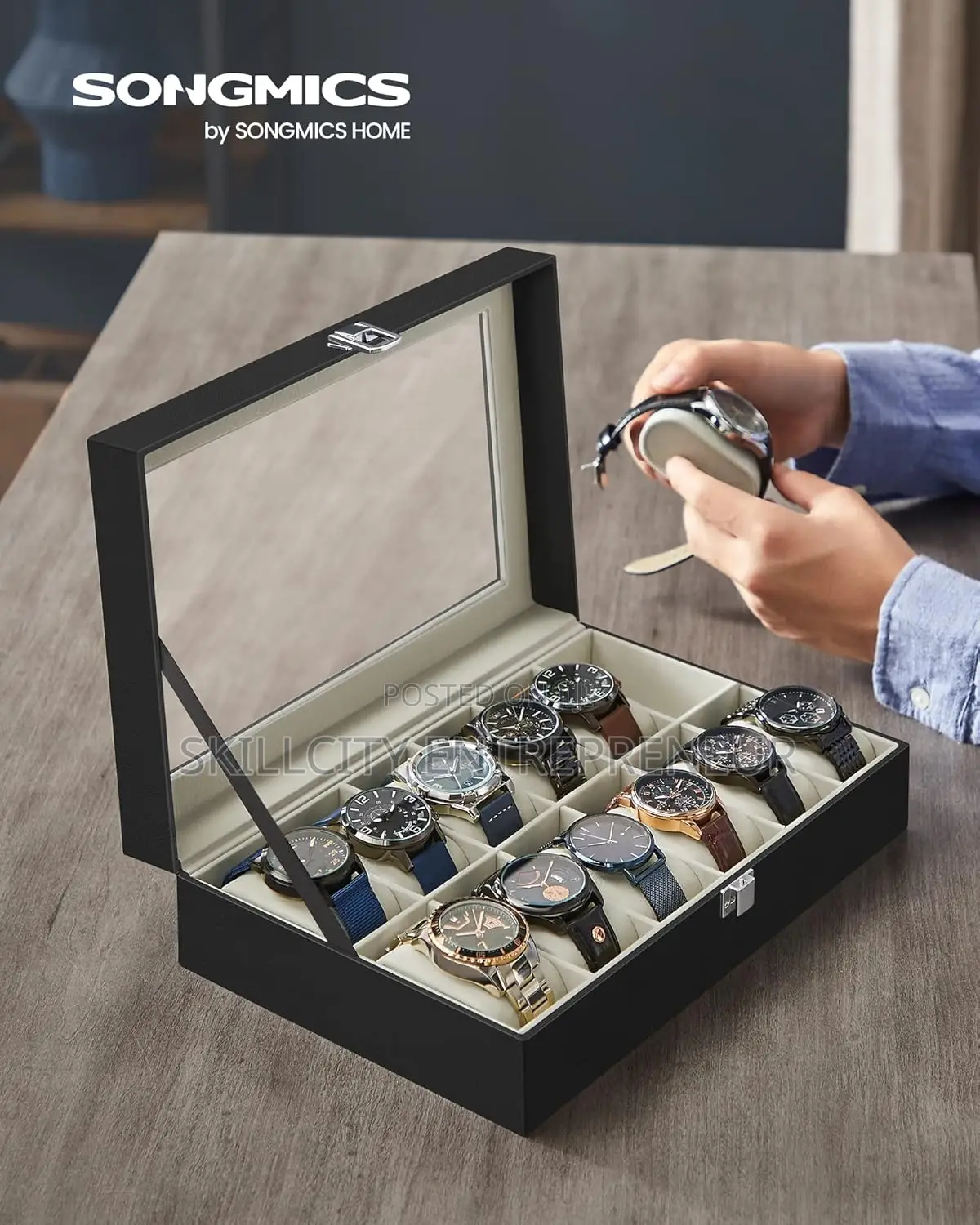 12 Slots Leather Watch Case