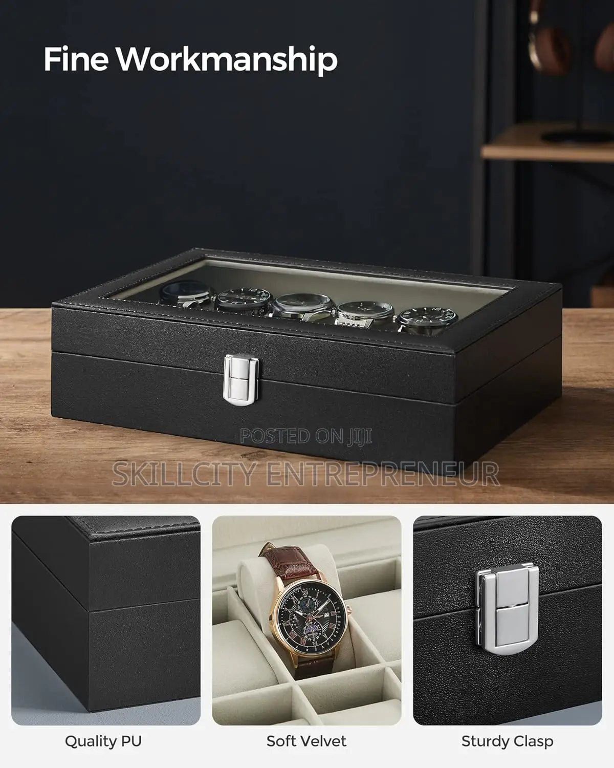 12 Slots Leather Watch Case