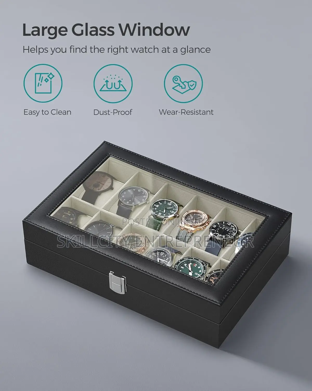 12 Slots Leather Watch Case