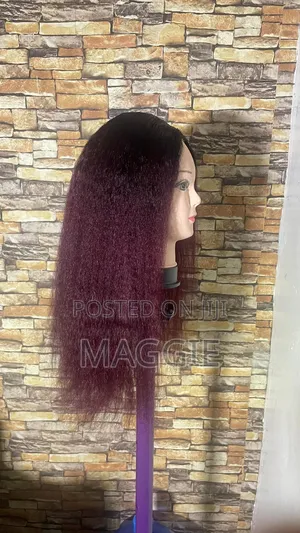 T1b/99j Kinky Straight 4x4 Human Hair Wig