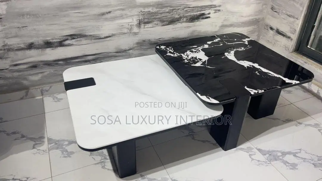 Premium Black and White Marble Centre Table