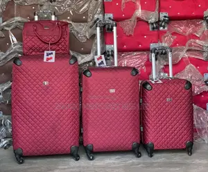 Black Quilted Luggage Set With Duffel Bag