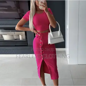 Two Piece Set Outfits Midi Skirt Crop Top Leisure Casual Clubwear