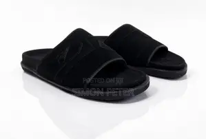 Tow - Tone Black Leather Slides
