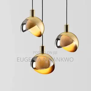 Pendant With Solid Glass and Golden Steel