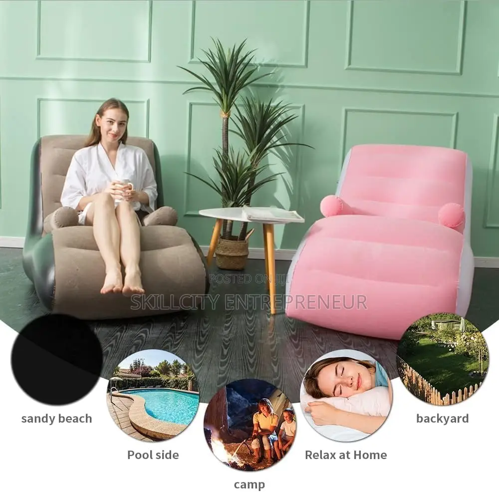 Portable Single Seater Recliner Sofa Bed Set With Pump