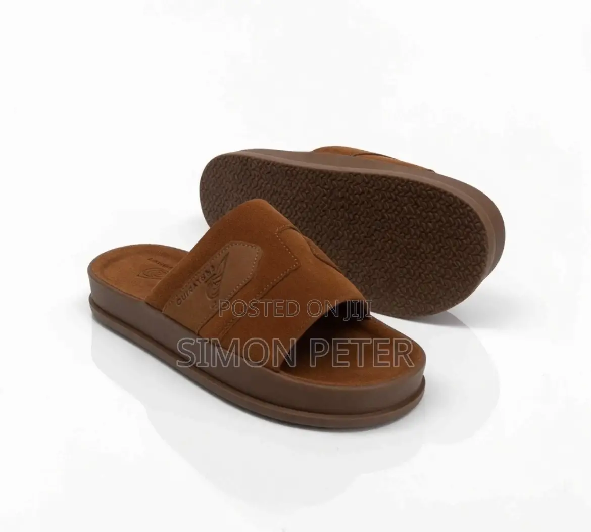 Classic Brown Suede Comfort Slides