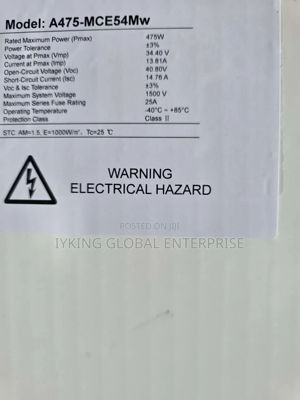 475w Black Solar Panel