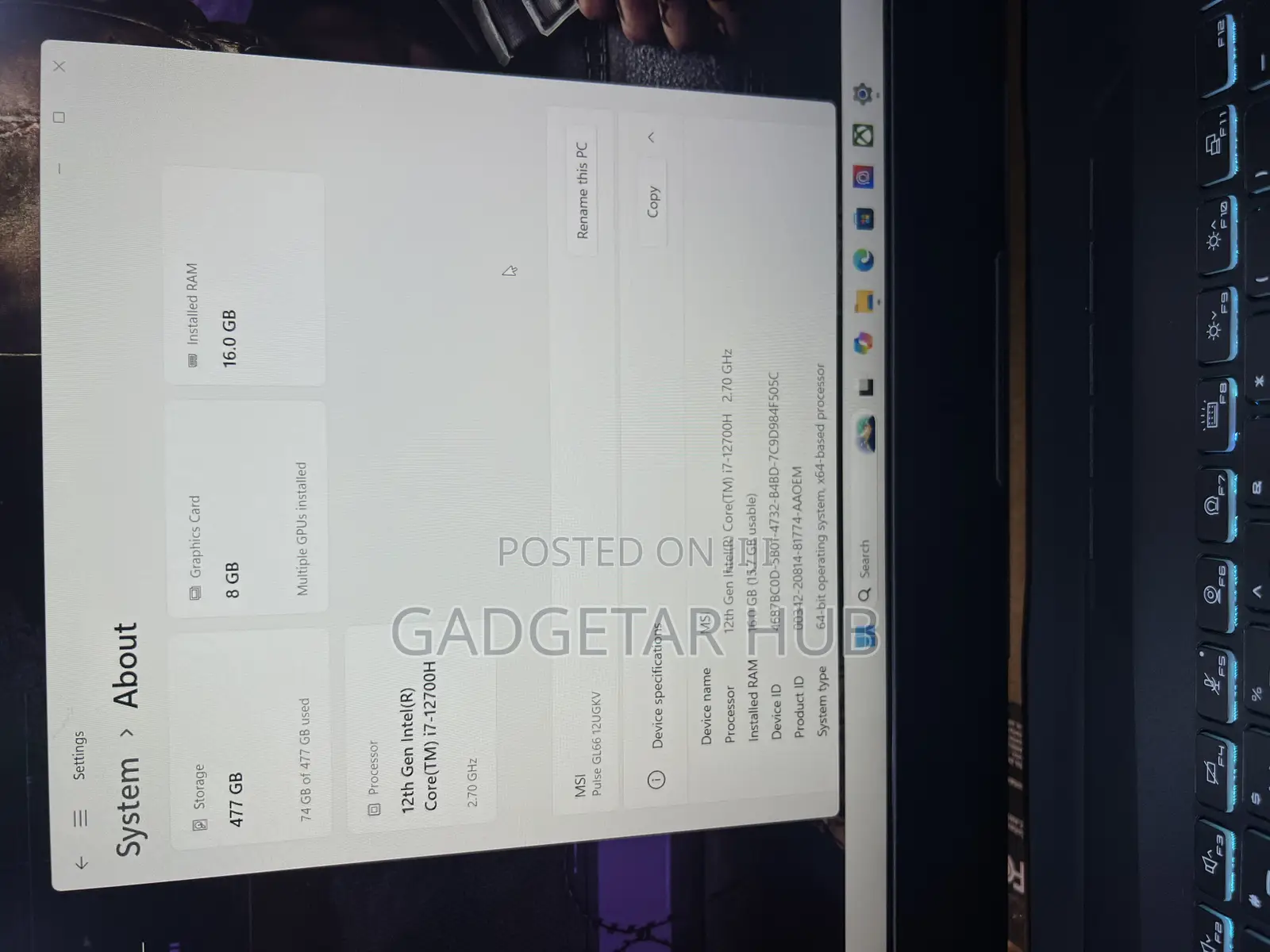 Laptop MSI Pulse GL66 16GB Intel Core i7 SSD 512GB