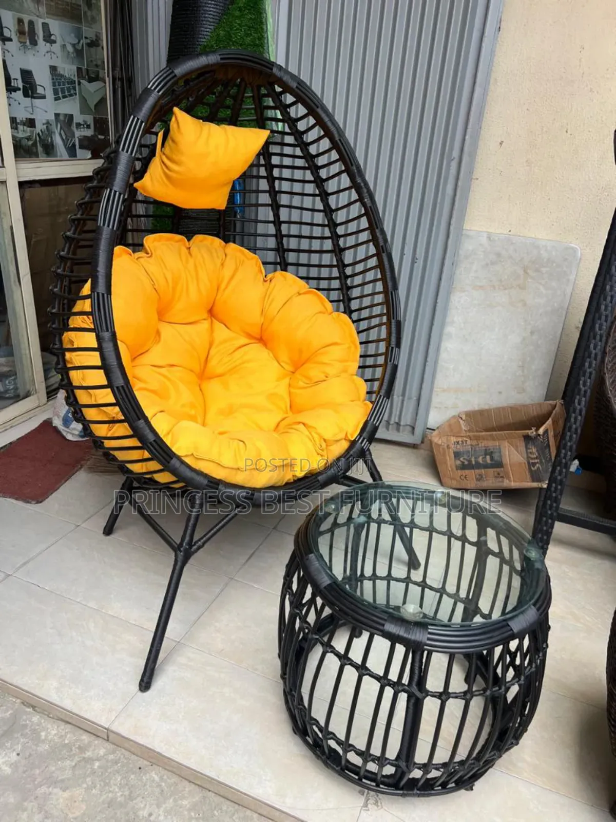Yellow Cushion Swing With Footh Rest/ Side Stool