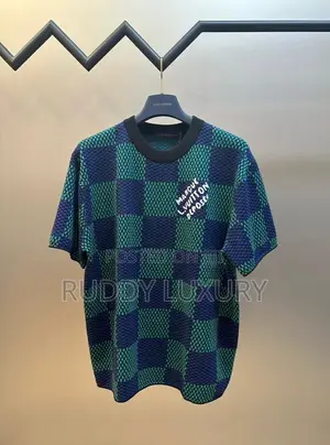 Louis Vuitton Jacquard Damier Short-Sleeved Cotton Crewneck T-Shirt