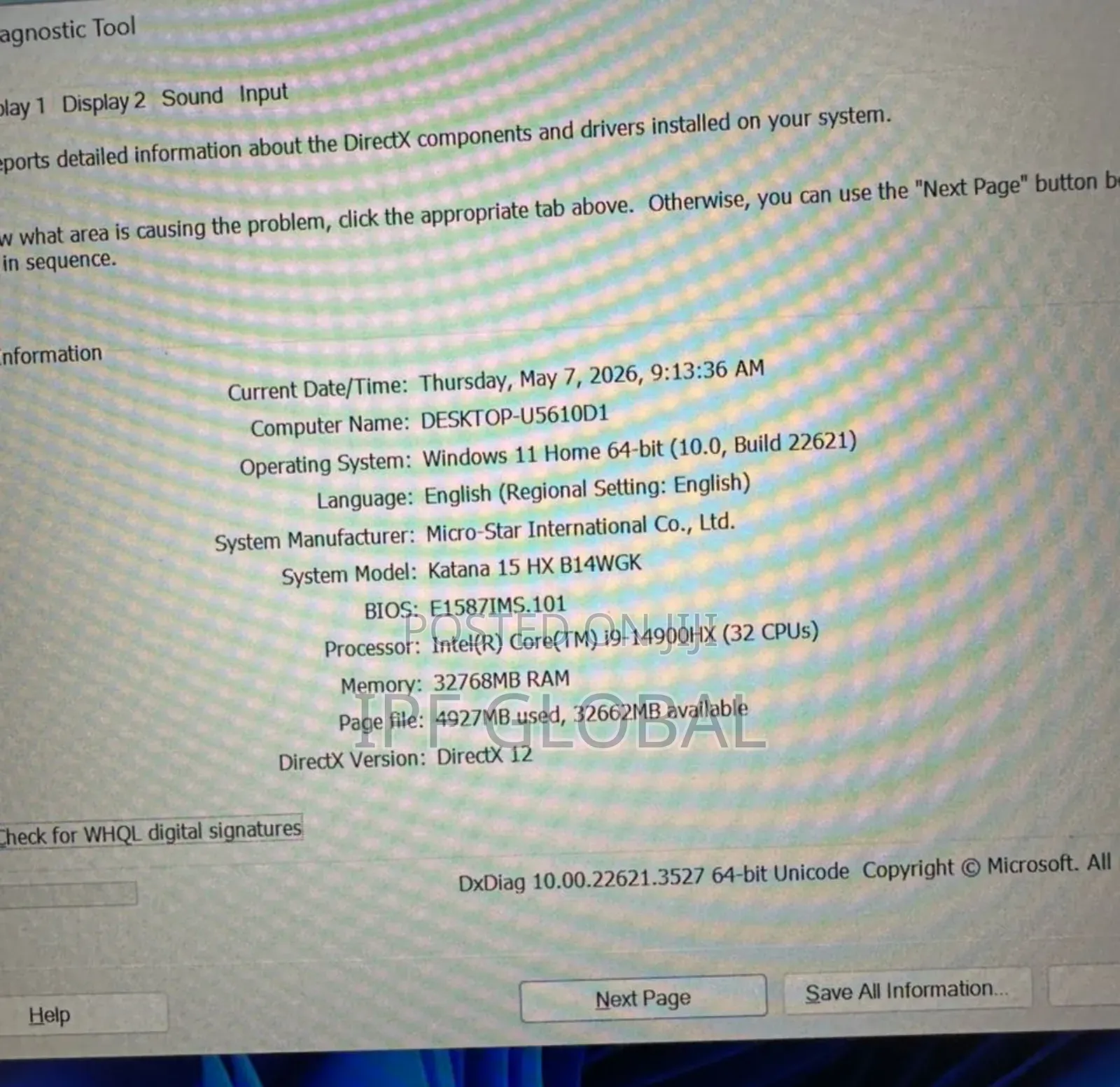 Laptop MSI Katana 15 32GB Intel Core i9 SSD 1T
