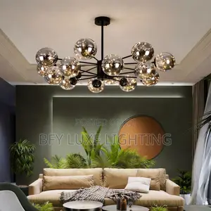 Luxury Modern Bubble Chandelier – Modern Black Smoke Glass Pendant