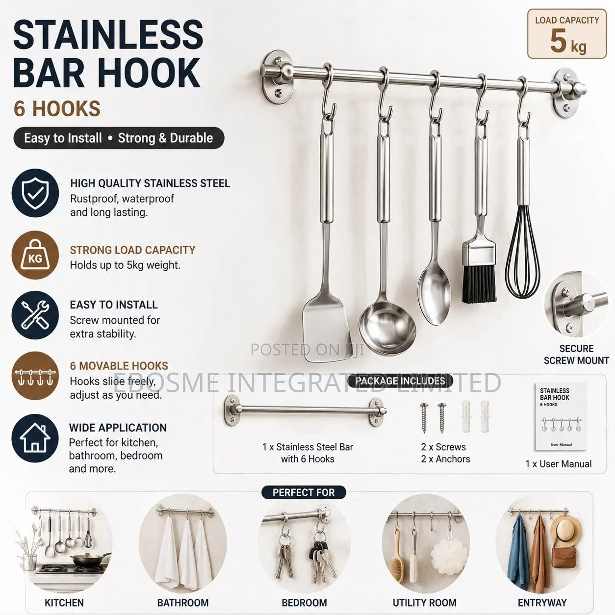 Kitchen Stainless Bar Hook Hanger