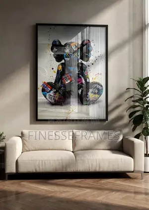 Kaws Framed Wall Art 16x20 Inches – Slim Black Frame Frameless