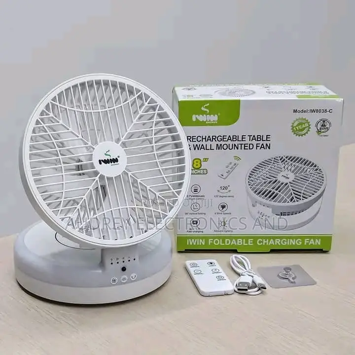 8 Inches Foldable Rotating Rechargeable Fan