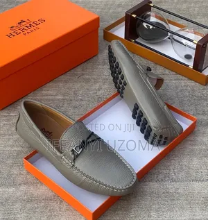 Ash Color Leather Divers Loafers Shoe