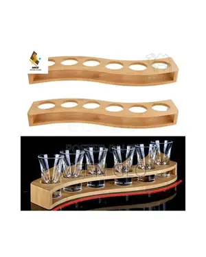 Wooden Rack and Tequila Shot Glasses