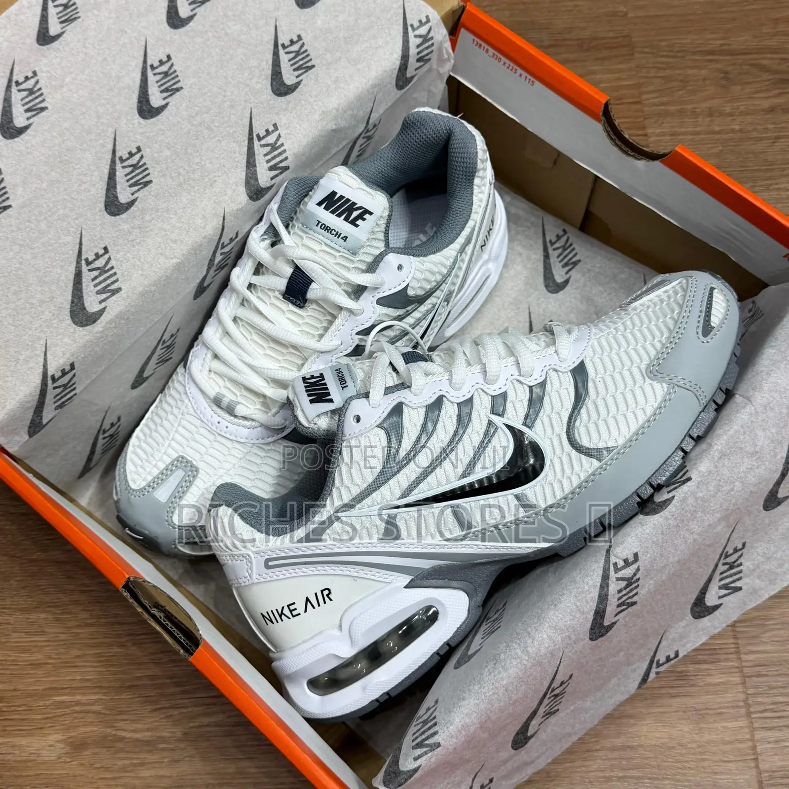 Premium Nike Air Max Torch 4 White Wolf Grey Black Cool Sneakers