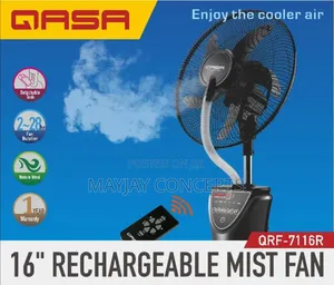 16" 3-in-1 Ac/Dc Qasa Mist Rechargeable Fan-Supports Solar