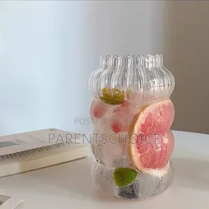 Cloud / Ripple Water Glass - With Straw