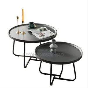 2-Piece Round Center Table Nesting Coffee Table Set