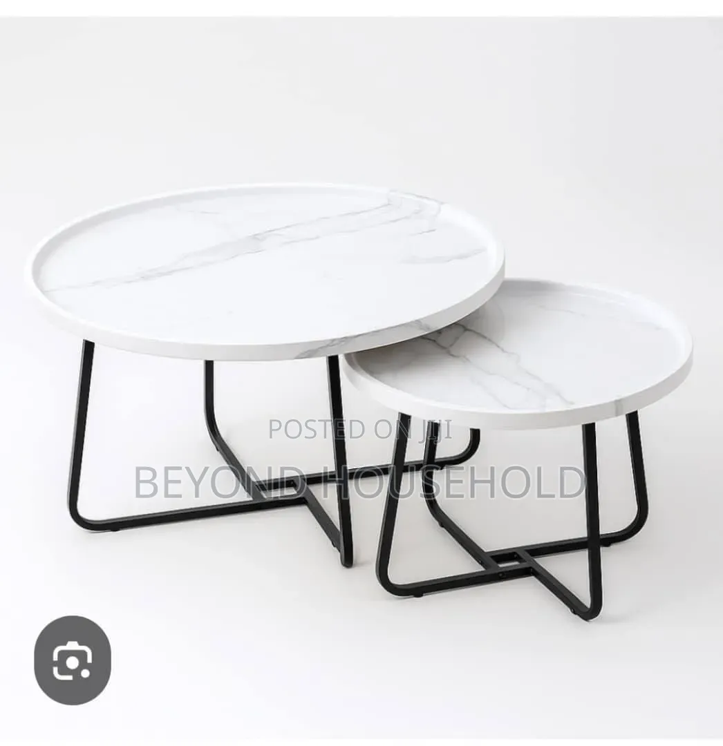 2-Piece Round Center Table Nesting Coffee Table Set