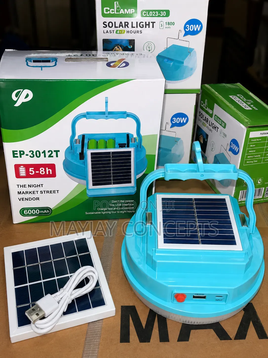 Rechargeable Solar Light With Usb 6000mah Battery Lamp With Panel