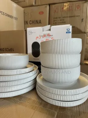 12 PCS White Dinnerset With Stripes Is Available Now