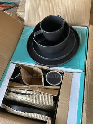 Original 16 PCS Black Stoneware Deep Dinner Set Is Available Now